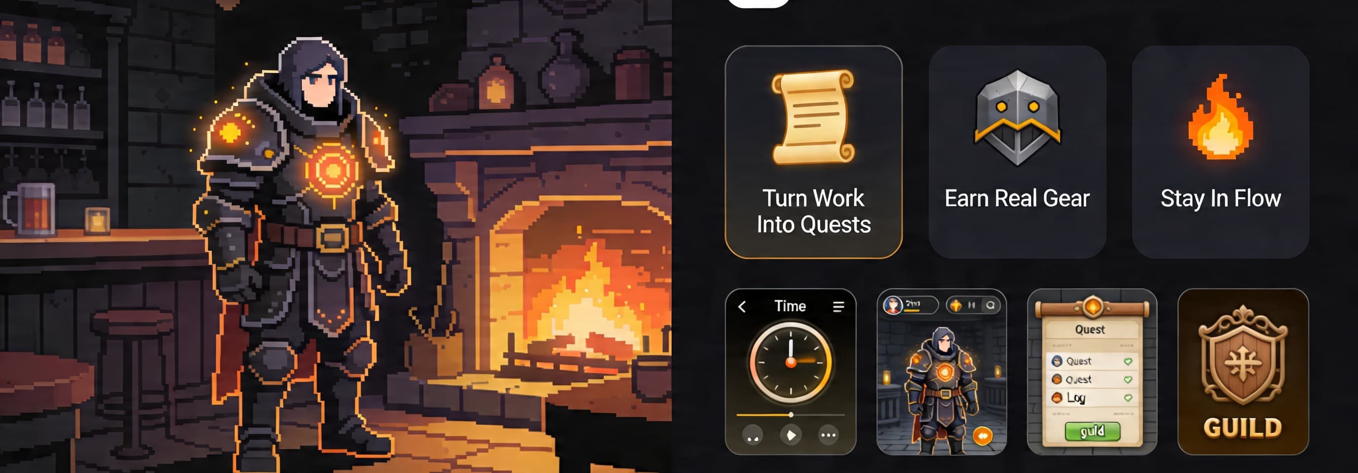 FlowQuest fantasy productivity app banner