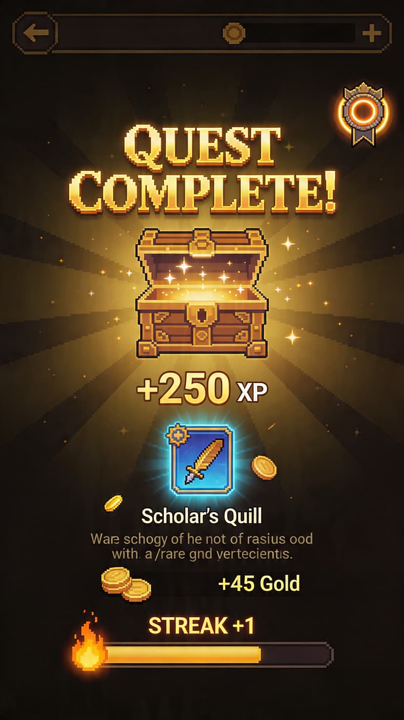 FlowQuest quest completion screen